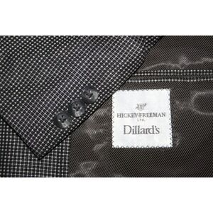 HICKEY FREEMAN 46L Wool Silk Silver Black Sport Coat 2B 1V USA Made Tailoring